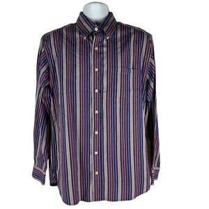 John Ashford Striped Long Sleeve Button-Down Shirt Size M